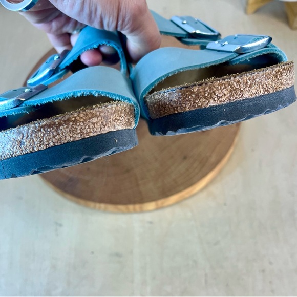 Birkenstock Arizona Nubuck Leather Sandals – Stone Blue, Soft Footbed Size 42N - Picture 12 of 16